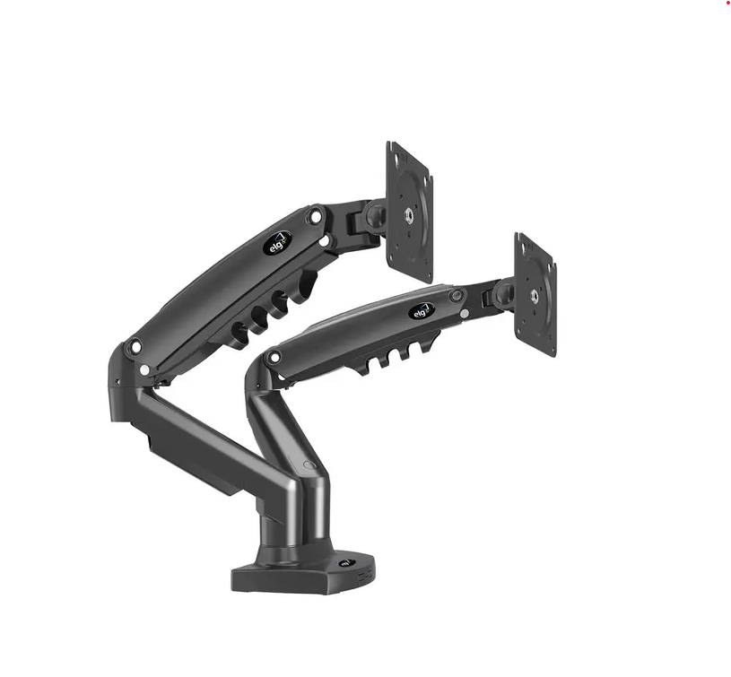 SUPORTE DUPLO MULTIARTICULADO COM PISTAO A GAS PARA 2 MONITORES ELG