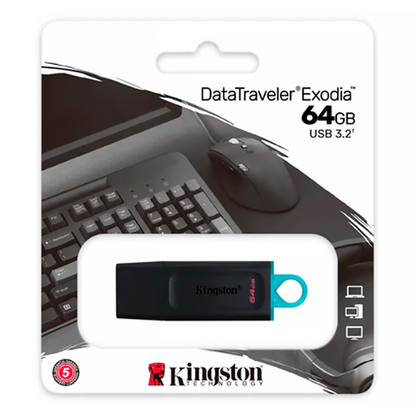 PENDRIVE KINGSTON EXODIA 64GB / USB 3.0 - AZUL (KC-U2G64-7GB)