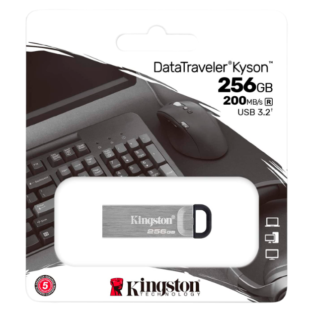 PENDRIVE KINGSTON 256GB USB 3.2 DATA TRAVELER KYSON - SILVER (DTKN/256GB)