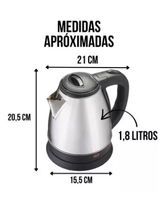 JARRA CHALEIRA ELETRICA INOX 1.8 LITROS